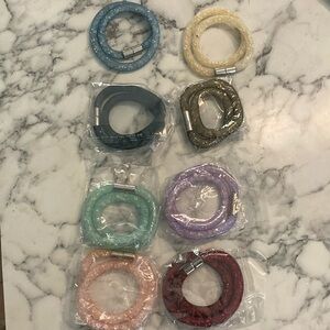 Crystal  Wrap Bracelets. Set of 8. 2 used, 6 new.